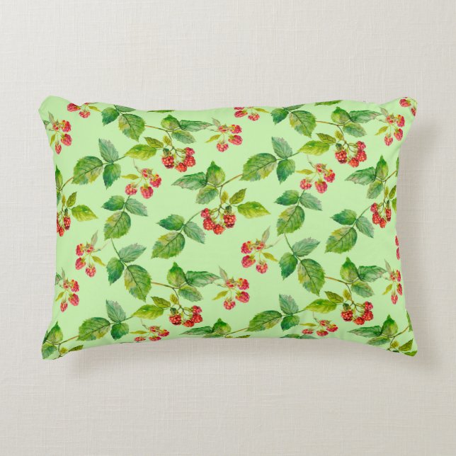 Seamless background with healthy berry - raspberry accent pillow (Front)