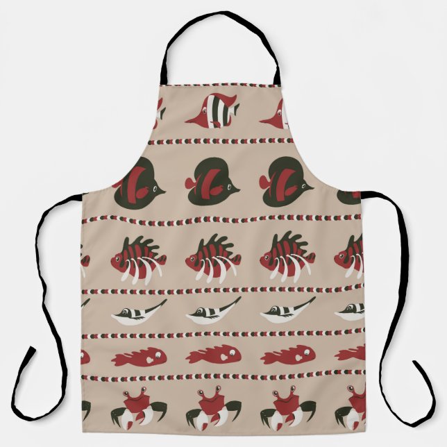 Seamless background with marine life - crab and di apron (Front)