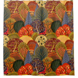 Seamless background with stylized autumn trees. Fo Shower Curtain
