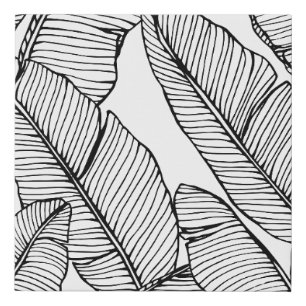 Seamless banana leaf pattern background. Black and Faux Canvas Print