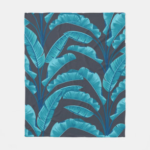 Seamless banana leaves. Vintage tropical pattern b Fleece Blanket