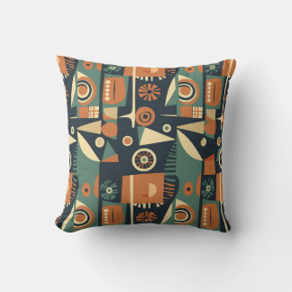 Seamless Bauhaus pattern, Vector background in sha Throw Pillow