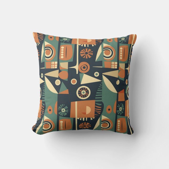 Seamless Bauhaus pattern, Vector background in sha Throw Pillow (Front)