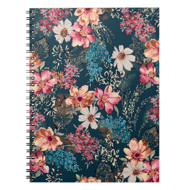 Seamless beautiful abstract watercolor colorful fl notebook (Front)