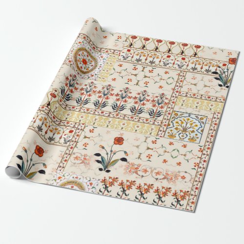 Seamless beautiful mughal floral with ethnic paisl wrapping paper
