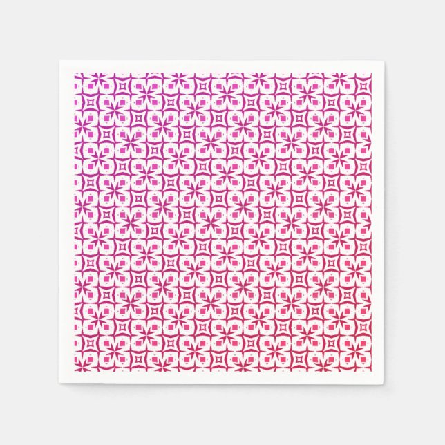 Seamless beautiful pink floral print party napkins (Front)