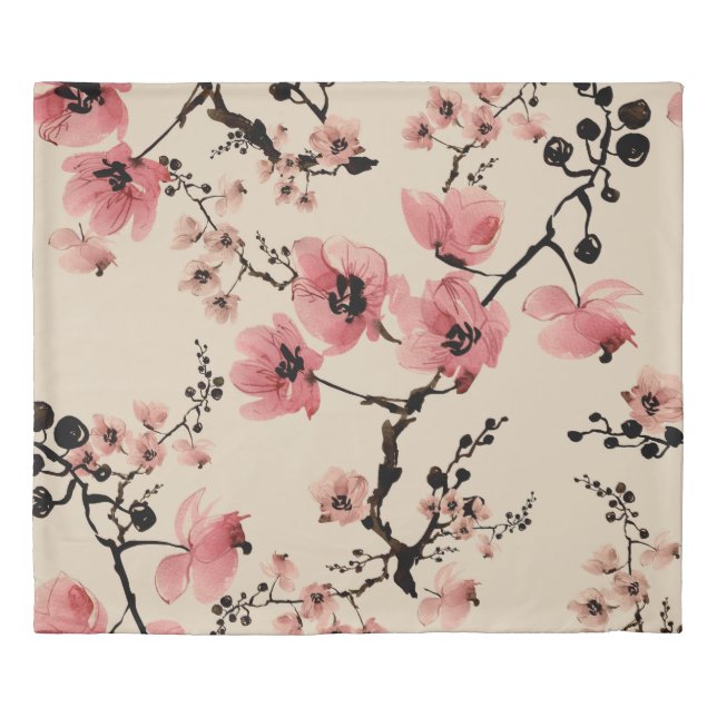 Seamless beautiful print of watercolor flowers. St Duvet Cover (Front)