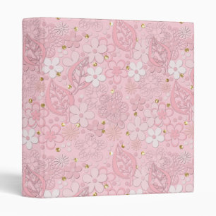 Seamless beautiful vintage lace lacy flowers pink 3 ring binder