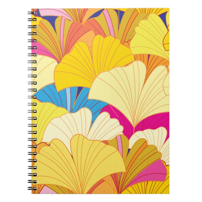Seamless beautiful Vintage pattern of yellow gingk Notebook (Front)
