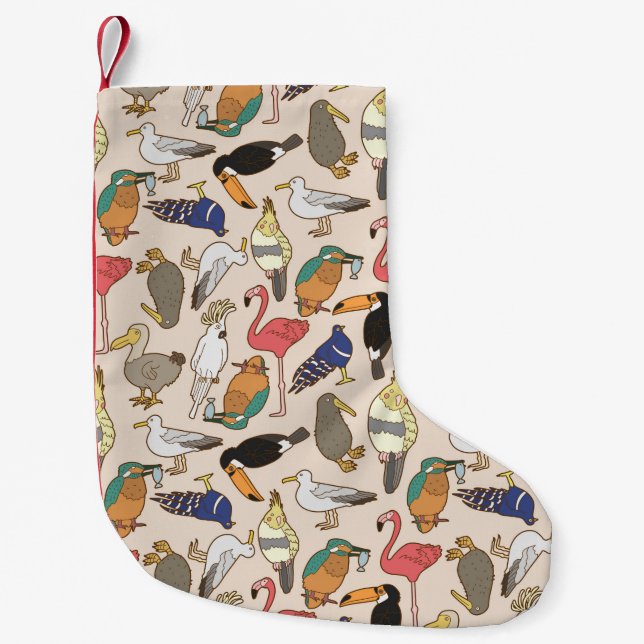 seamless bird pattern small christmas stocking (Front)