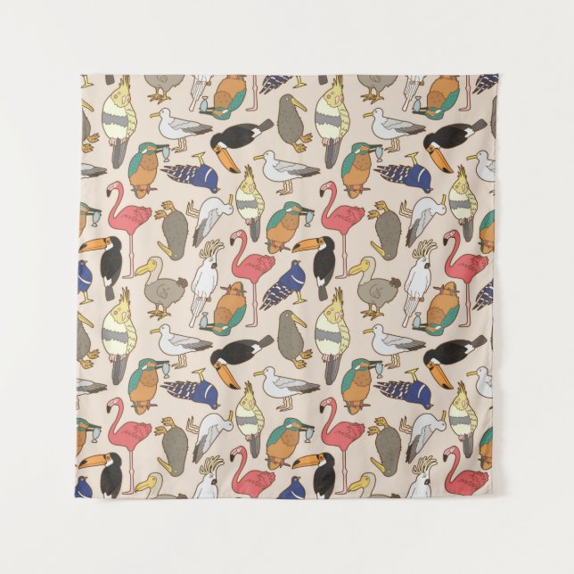 seamless bird pattern tapestry (Front)