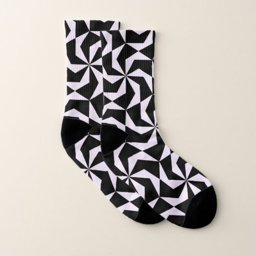 Seamless Black and Pink Abstract Geometric Hexagon Socks