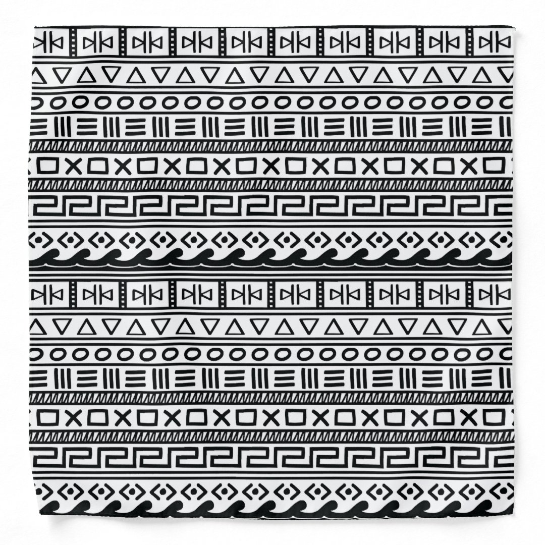 Seamless Black and white African tribal pattern Bandana | Zazzle