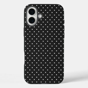 Seamless black and white polka dot pattern iPhone 16 plus case