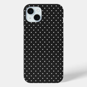 Seamless black and white polka dot pattern iPhone 15 plus case