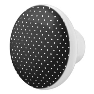 Seamless black and white polka dot pattern  ceramic knob