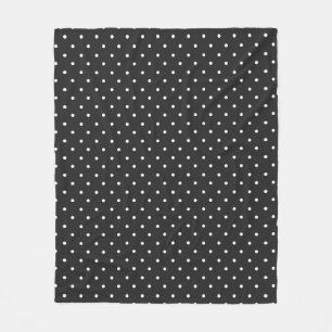 Seamless black and white polka dot pattern fleece blanket