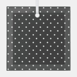 Seamless black and white polka dot pattern  glass ornament