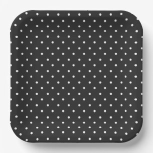 Seamless black and white polka dot pattern  paper plates