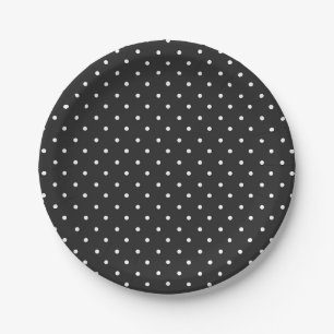 Seamless black and white polka dot pattern paper plates