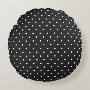 Seamless black and white polka dot pattern round pillow
