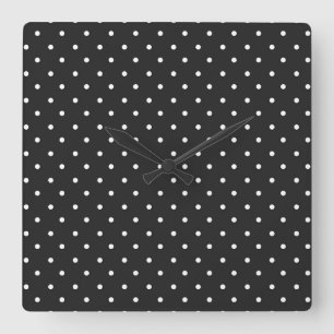 Seamless black and white polka dot pattern  square wall clock