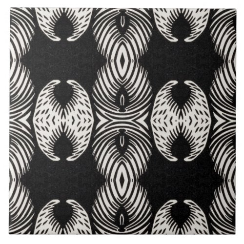 Seamless Black and White Repeating Pattern 10 Ceramic Tile