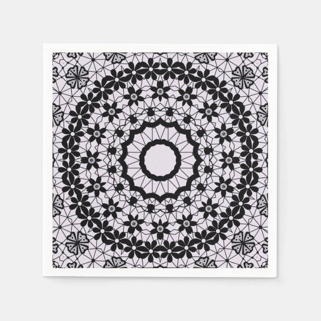Seamless black lace lacy retro ornamental romantic napkins (Front)