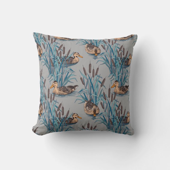 seamless black tree with colorful flower pattern throw pillow (Front)