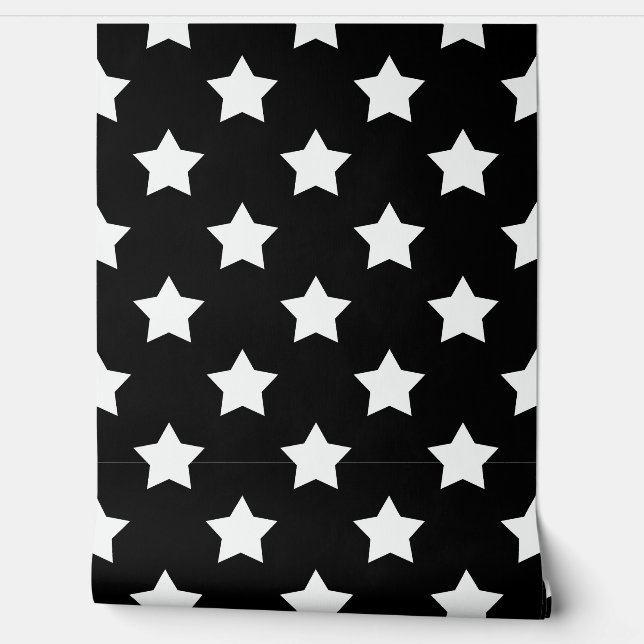 Seamless Black White Stars Background Wallpaper (Unrolling)