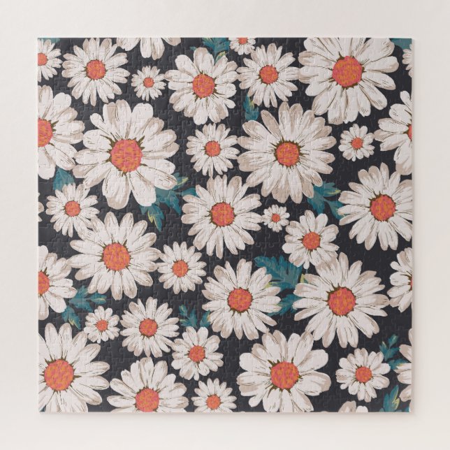 Seamless Blossom Daisy Flower Pattern Jigsaw Puzzle (Vertical)