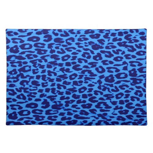 Seamless blue animal print fur of leopard cloth placemat