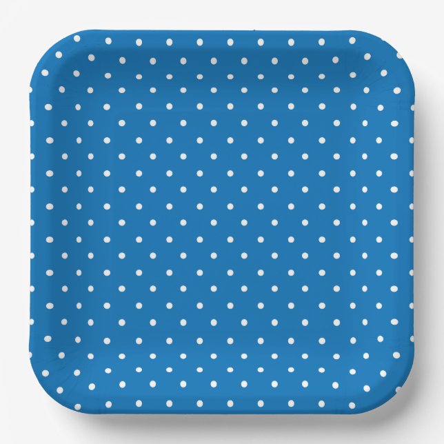 Seamless blue background polka dot pattern  paper plates (Front)