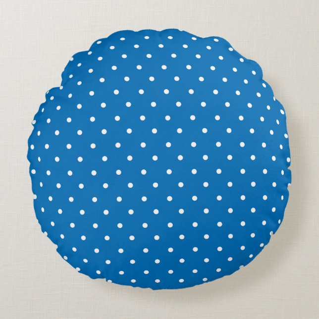 Seamless blue background polka dot pattern  round pillow (Front)