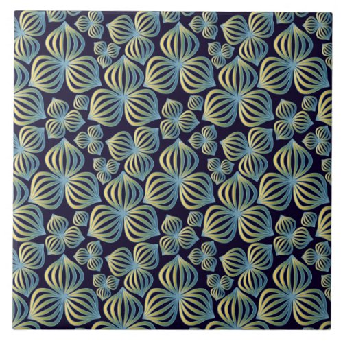 Seamless Blue Gold Abstract Pattern Ceramic Tile