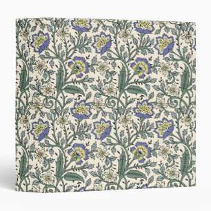 Seamless blue, yellow, and white floral pattern 3 ring binder