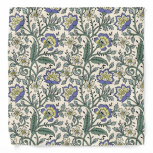 Seamless blue, yellow, and white floral pattern  bandana