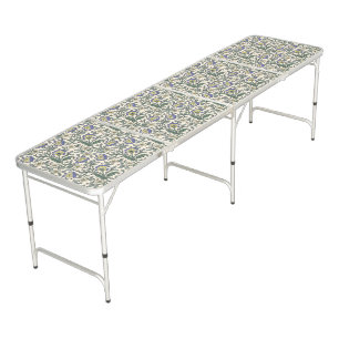 Seamless blue, yellow, and white floral pattern beer pong table