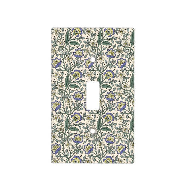 Seamless blue, yellow, and white floral pattern  light switch cover (Front)