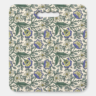 Seamless blue, yellow, and white floral pattern seat cushion
