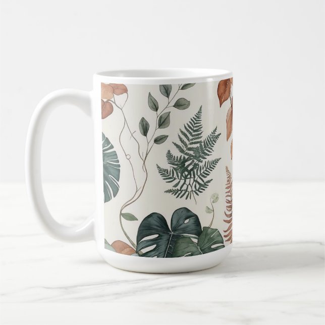 Seamless boho botanical pattern Flowers  Coffee Mug (Left)