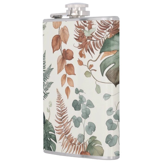 Seamless boho botanical pattern Flowers  Flask (Left)
