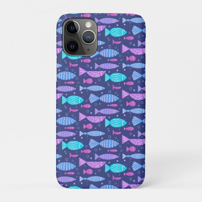 Seamless boho flat pattern with doodle fishes  Case-Mate iPhone case (Back)