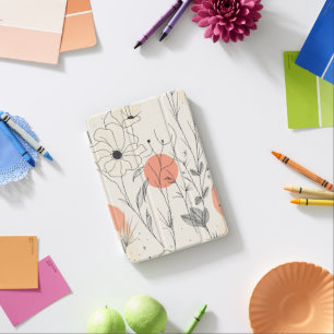 Seamless Boho Line Art Floral Background iPad Mini Cover