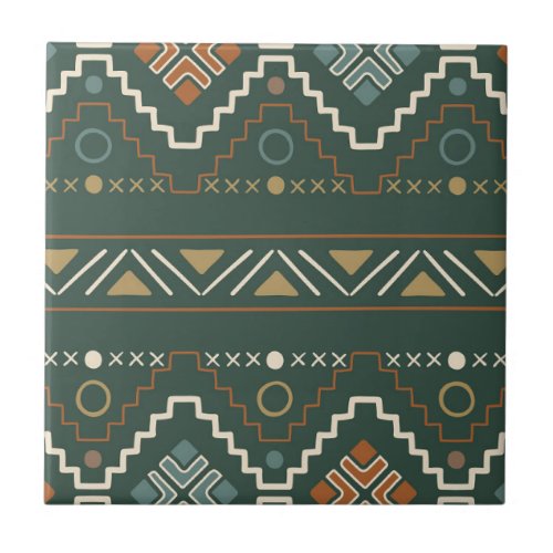 Seamless Boho Tribal Pattern Ceramic Tile