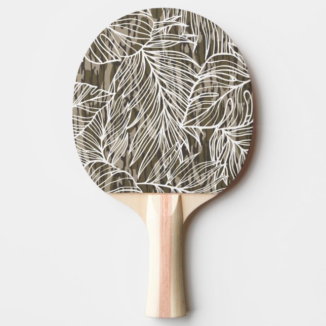 Seamless Botanical Bottom Lands Camo Ping Pong Paddle (Front)