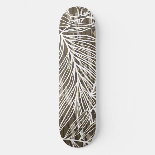 Seamless Botanical Bottom Lands Camo Skateboard (Front)
