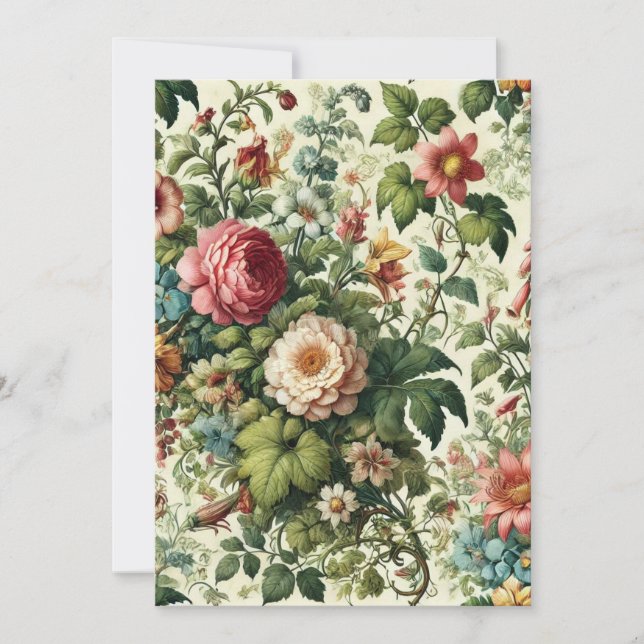 Seamless Botanical Floral Pattern Holiday Card (Front)