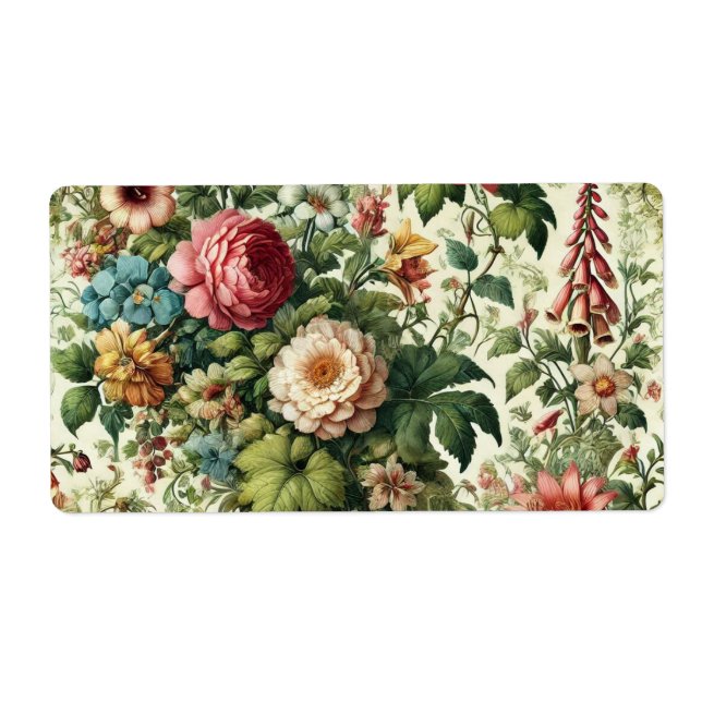 Seamless Botanical Floral Pattern Label (Front)