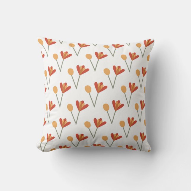 seamless botanical pattern with bright flowers on  throw pillow (Front)